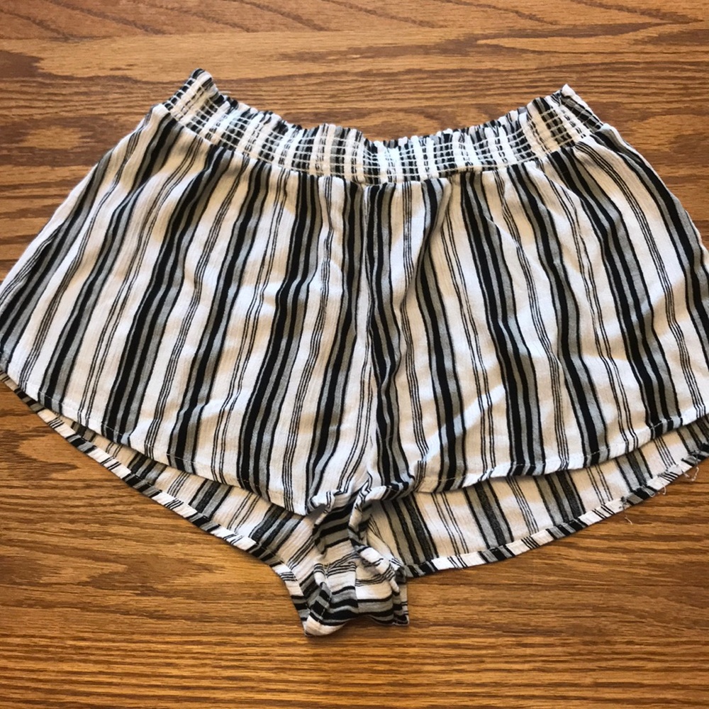White & Black Patterned Shorts